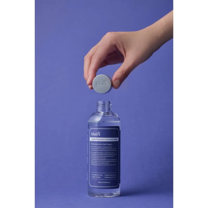 Dear Klairs Supple Preparation Unscented Toner tonic hidratant pentru echilibrarea pH-ului pielii fara parfum 180 ml