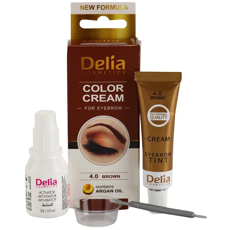 Delia Cosmetics Argan Oil culoare pentru sprancene culoare 4.0 Brown 15 ml