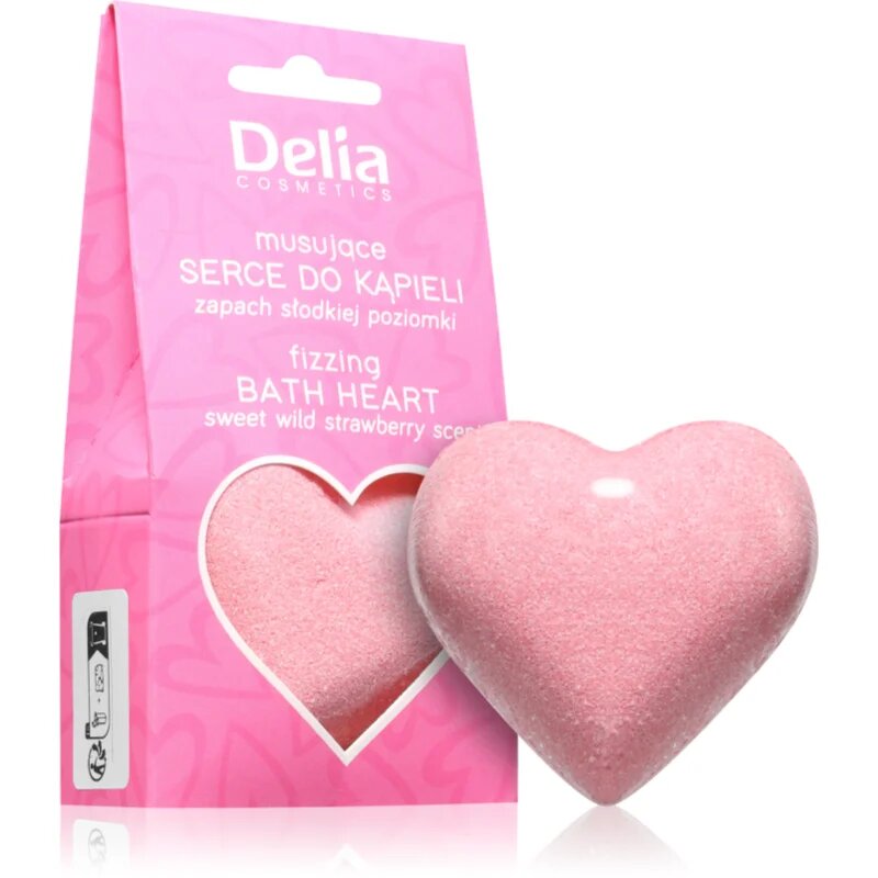 Delia Cosmetics Fizzing Bath Heart Wild Strawberry bombă de baie cu aroma de capsuni 100 g