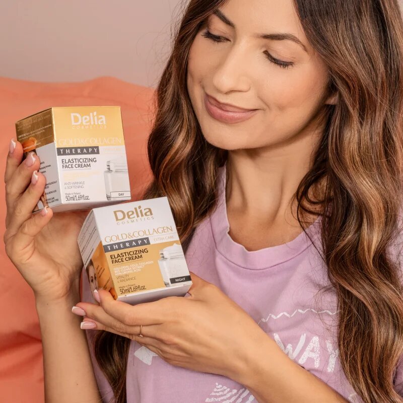 Delia Cosmetics Gold & Collagen Therapy crema de zi mărește elasticitatea pielii 50 ml
