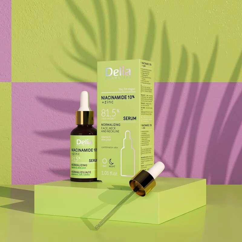 Delia Cosmetics Niacinamide 10% + zinc ser revigorant pentru fata gat si piept 30 ml