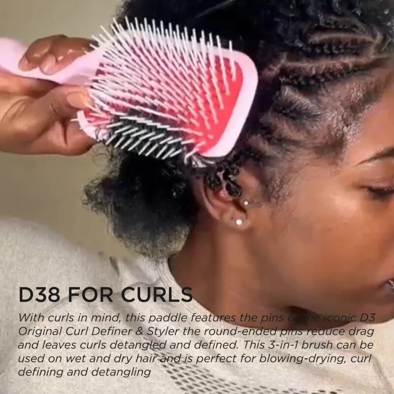 Denman Detangling D38 The Detangling & Styling Paddle perie par tip paleta pentru păr lung Pastel Pink 1 buc
