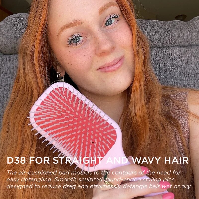 Denman Detangling D38 The Detangling & Styling Paddle perie par tip paleta pentru păr lung Pastel Pink 1 buc