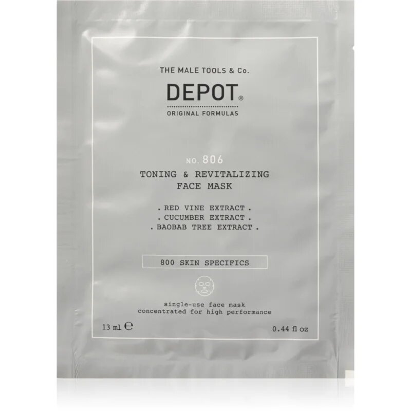 Depot NO. 806 TONING & REVITALIZING FACE MASK masca faciala revitalizanta pentru barbati 12x13 ml