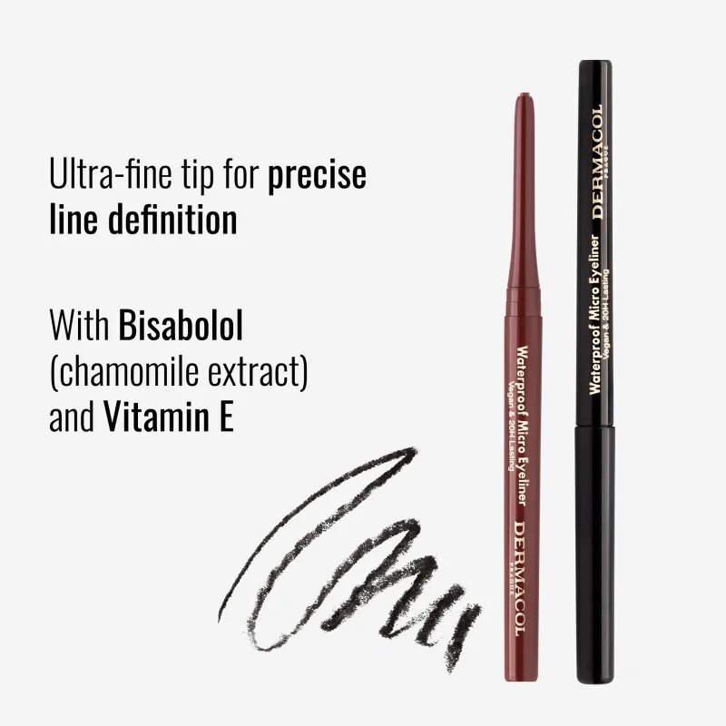 Dermacol Micro Eyeliner Waterproof creion dermatograf waterproof culoare 03 Dark Brown 1 g