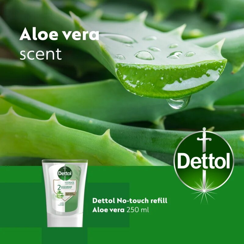 Dettol Hydrate Liquid Hand Wash rezervă pentru dozator de săpun cu senzori fără atingere Aloe Vera 250 ml