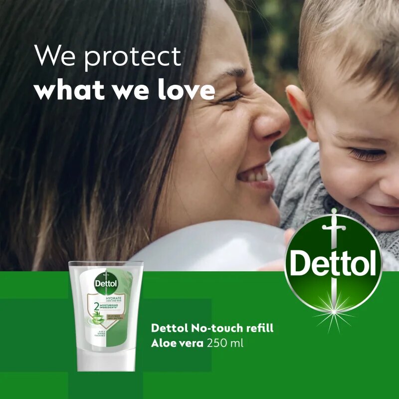 Dettol Hydrate Liquid Hand Wash rezervă pentru dozator de săpun cu senzori fără atingere Aloe Vera 250 ml