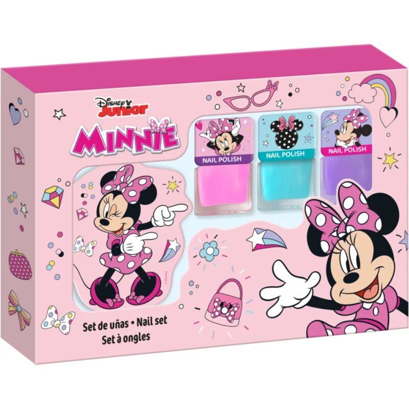 Disney Minnie Nail Set set de lacuri de unghii pentru copii 3y+ Pink Blue Purple 3x4.5 ml