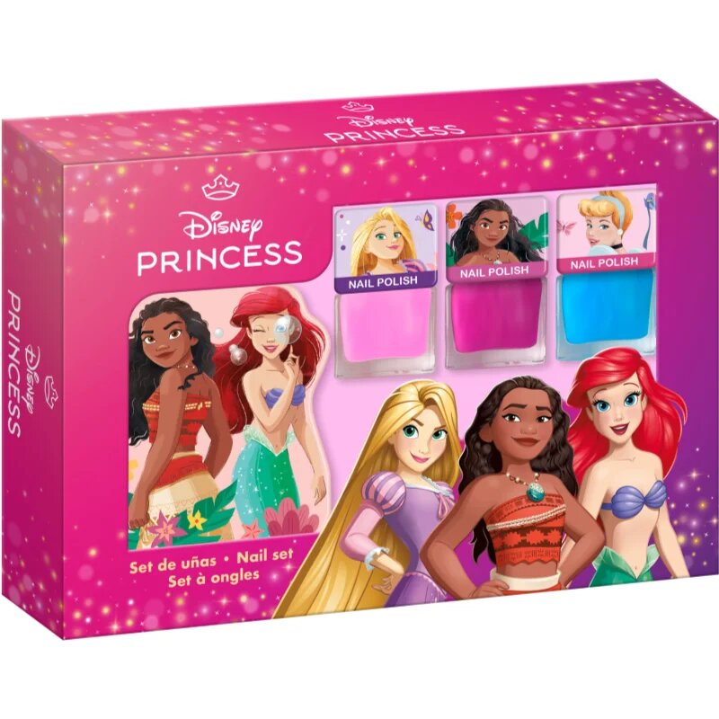Disney Princess Nail Set set de lacuri de unghii pentru copii 3y+ Pink Blue Pink 3x4.5 ml
