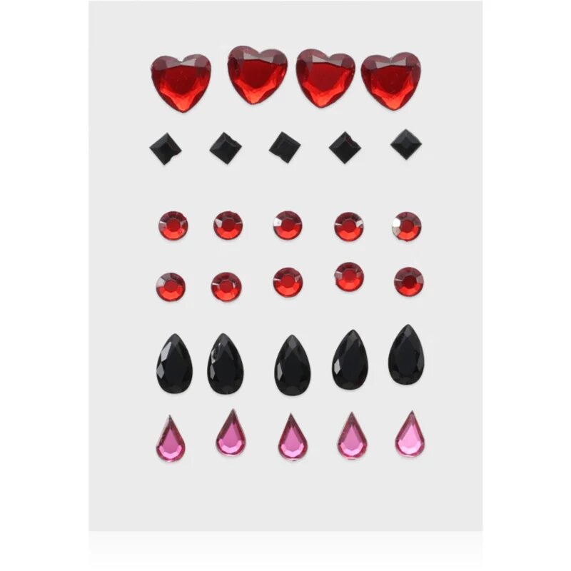 Diva & Nice Cosmetics Face Stones sticker-e faciale Black & Red 35 buc
