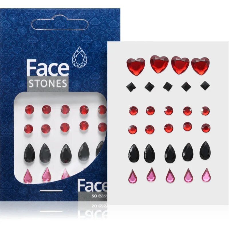 Diva & Nice Cosmetics Face Stones sticker-e faciale Black & Red 35 buc