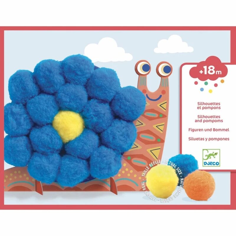 DJECO Fluffy Animals creație cu pompoane animăluțe 18m+ 1 buc