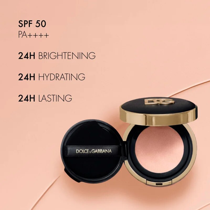 Dolce&Gabbana Fresh Rose Glow Cushion fond de ten iluminator și hidratant SPF 50+ culoare 6C 15 g