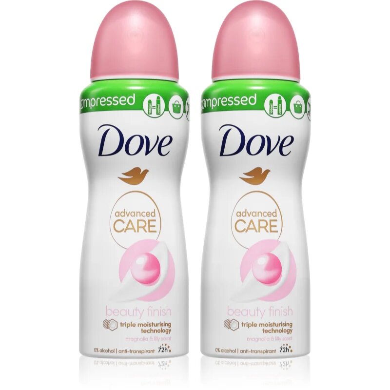 Dove Advanced Care Beauty Finish antiperspirant spray 2x100 ml