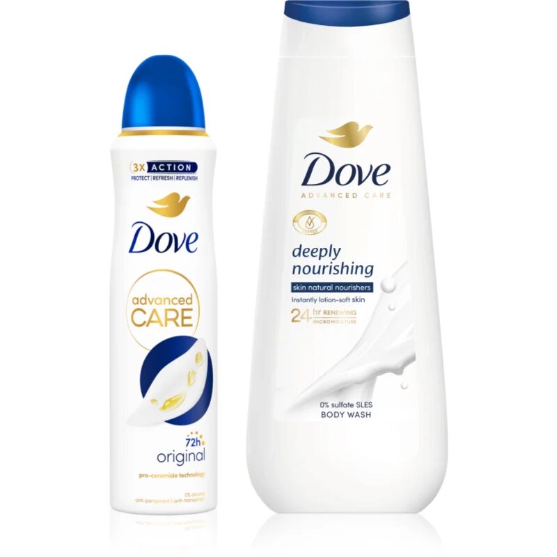 Dove Advanced Care Deeply Nourishing pachet economic cu deodorant și gel de duș