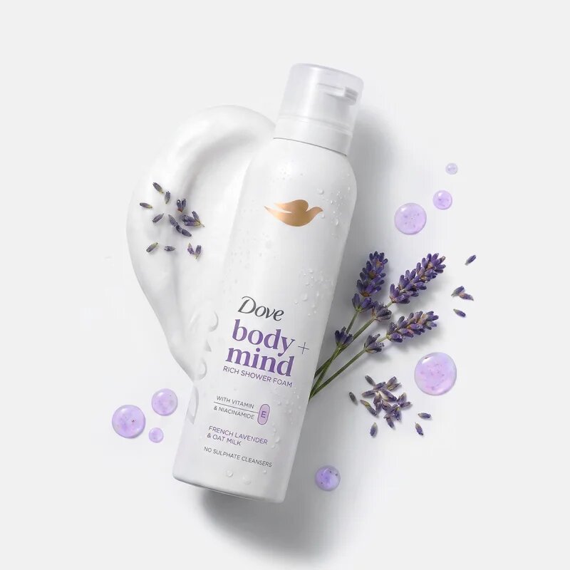 Dove French Lavender & Oat Milk spumă pentru duș 200 ml