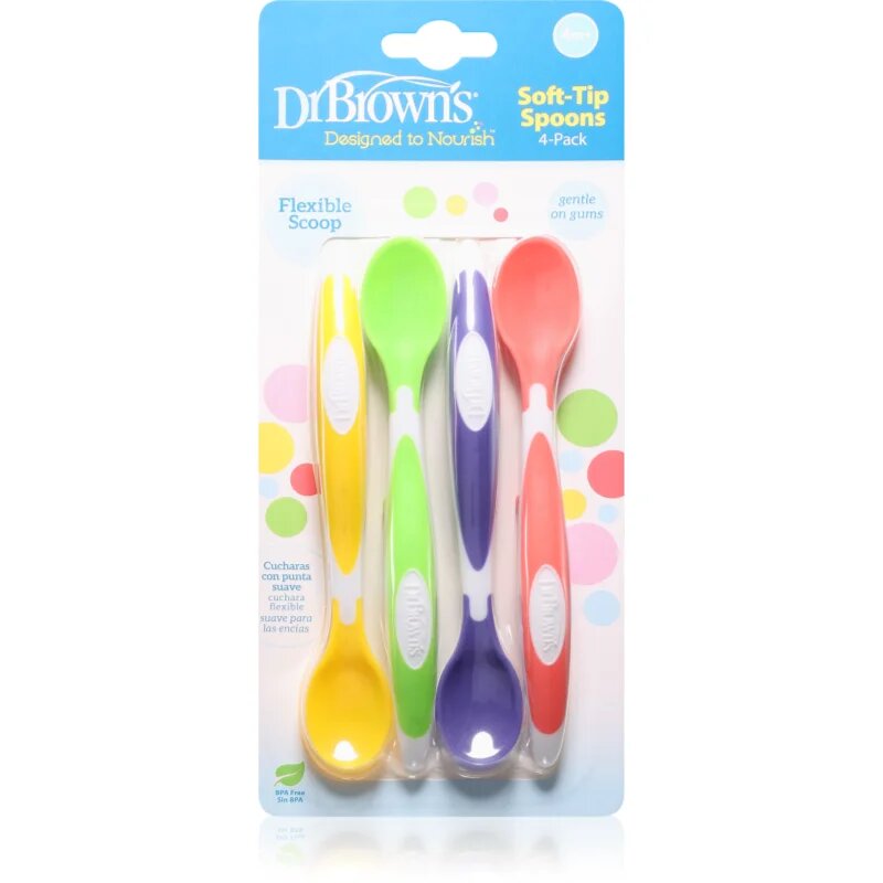 Dr. Brown's Designed to Nourish™ Soft-Tip Spoons linguriță pentru copii 4 m+ 4 buc