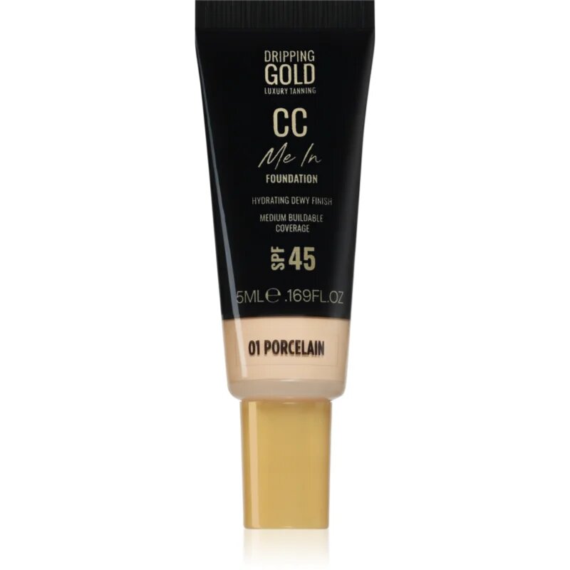 Dripping Gold CC Me In Mini Trial make-up cu textura usoara SPF 45 culoare Porcelain 01 5 ml
