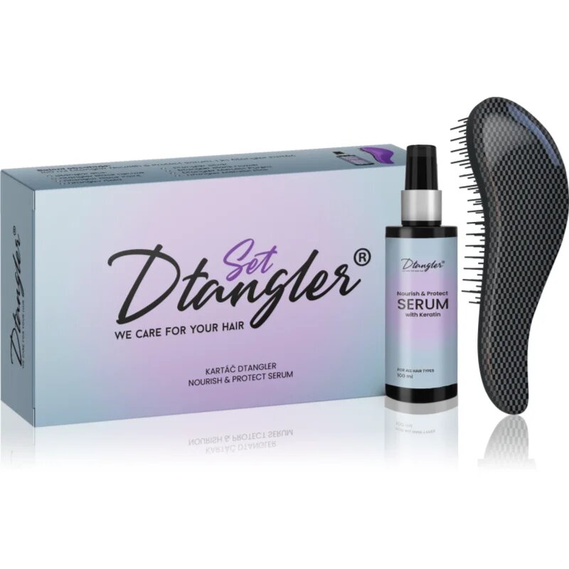Dtangler We Care For Your Hair Set set cadou pentru păr Black Point 2 buc