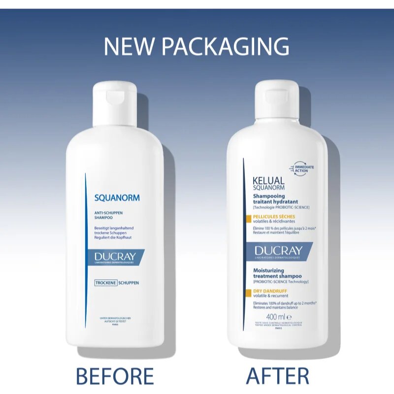 Ducray Kelual Squanorm Moisturizing Treatment Shampoo Dry Dandruff șampon pentru par uscat si cu matreata 400 ml