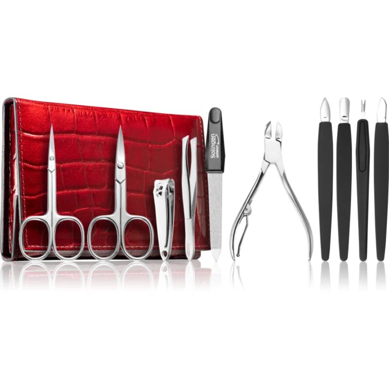 Premium Line Solingen 252 Set de manichiură + carcasă Burgundy