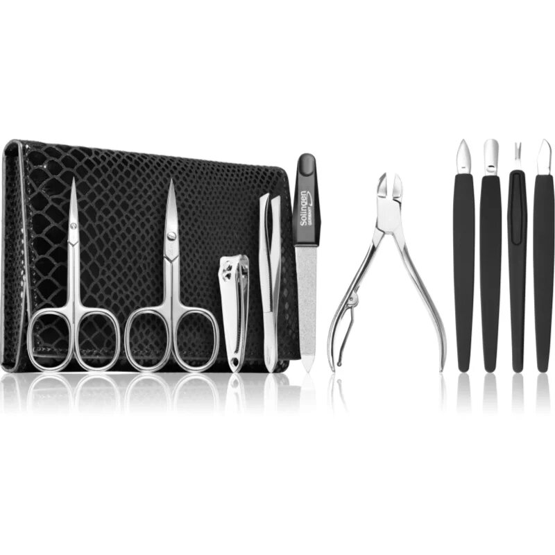 Premium Line Solingen 252 Set de manichiură geanta din piele Black