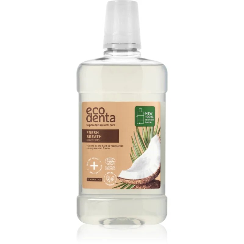 Ecodenta Cosmos Organic Minty Coconut apă de gură aroma Coconut Aloe Vera Pepermint 500 ml