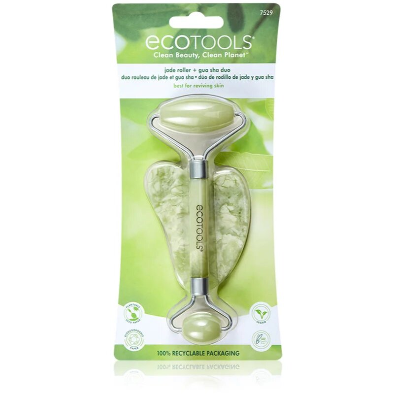Jade Roller & Gua Sha rulou de masaj facial și accesoriu de masaj 2 buc