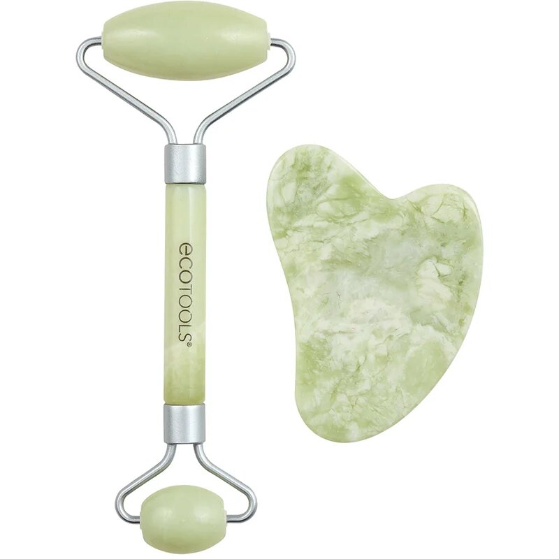 EcoTools Jade Roller & Gua Sha rulou de masaj facial și accesoriu de masaj 2 buc