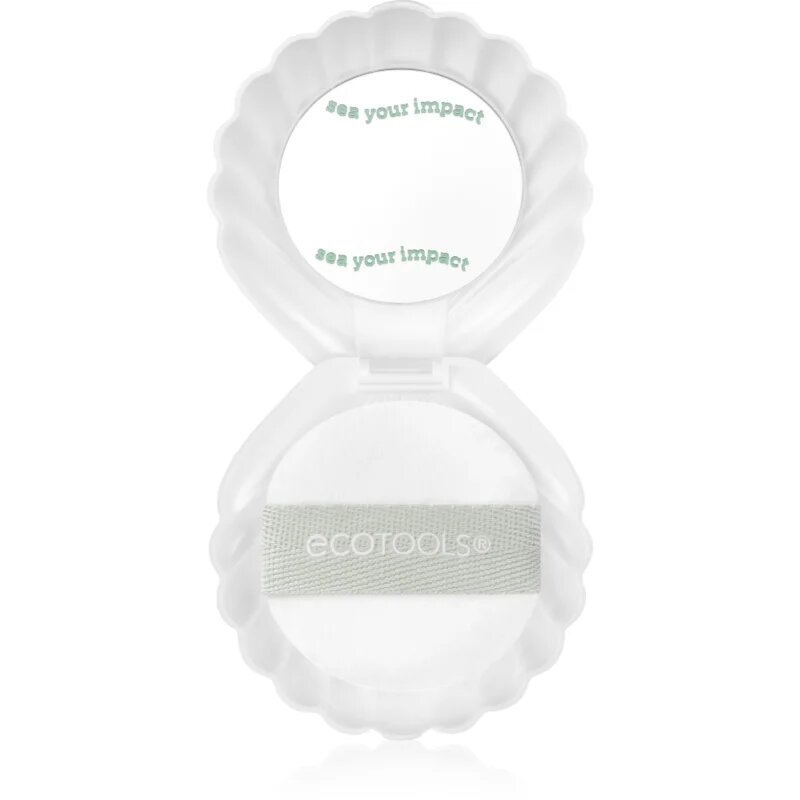 EcoTools Sea Gems Pearl Puff + Case oglinda cosmetica cu puf pentru pudră 1 buc