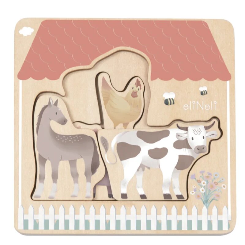 eliNeli Wooden Puzzle Farm puzzle din lemn 12m+ 7 buc