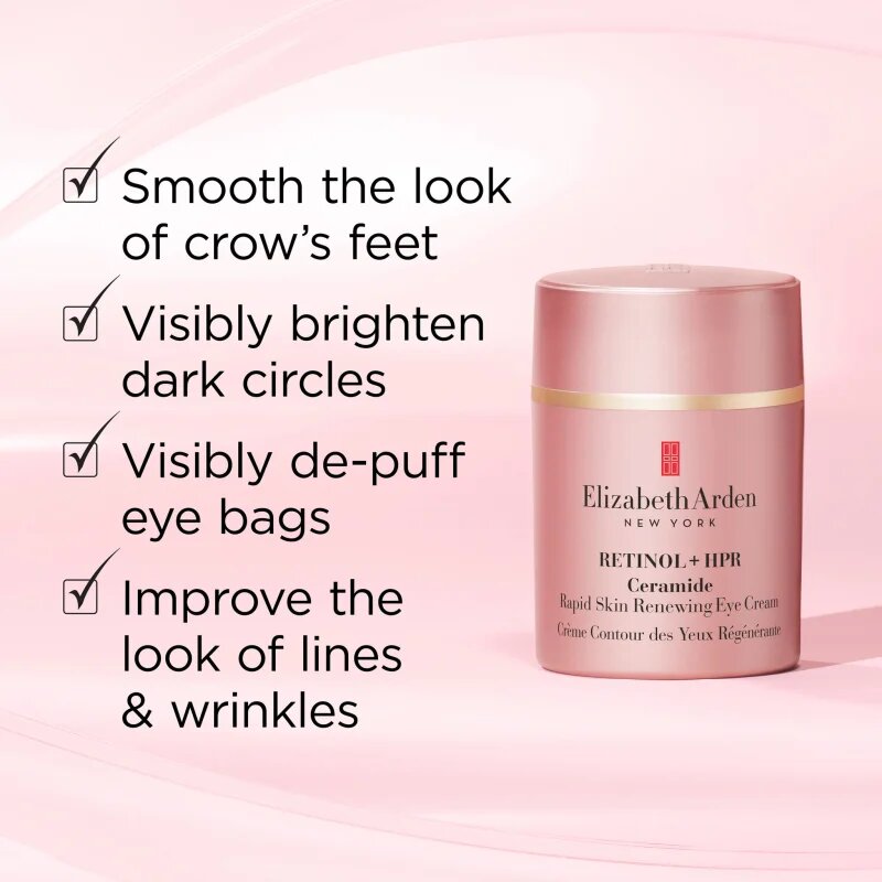 Elizabeth Arden Retinol + HPR Ceramide RAPID SKIN RENEWING EYE CREAM cremă de ochi cu efect de netezire și de iluminare 15 ml