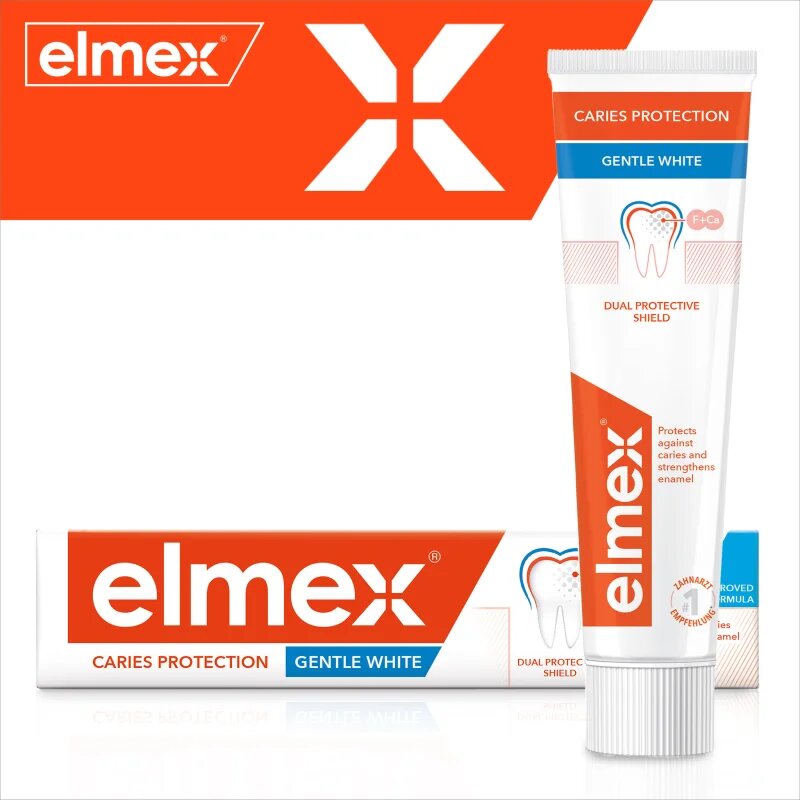 Elmex Caries Protection Gentle White pasta de dinti pentru albire cu flor 3x75 ml