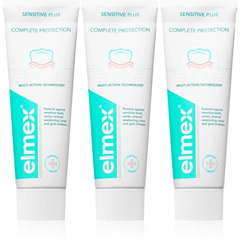 Elmex Sensitive Plus Complete Protection pasta de dinti cu efect intaritor 3x75 ml