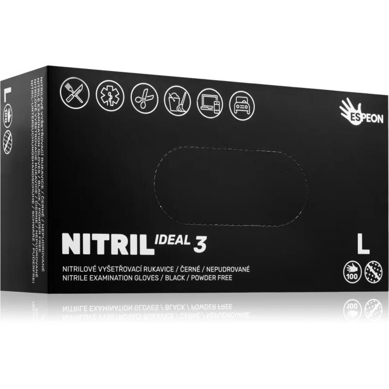 Espeon Nitril Ideal3 Black mănuși din nitril fără pudră mărime L 100 buc