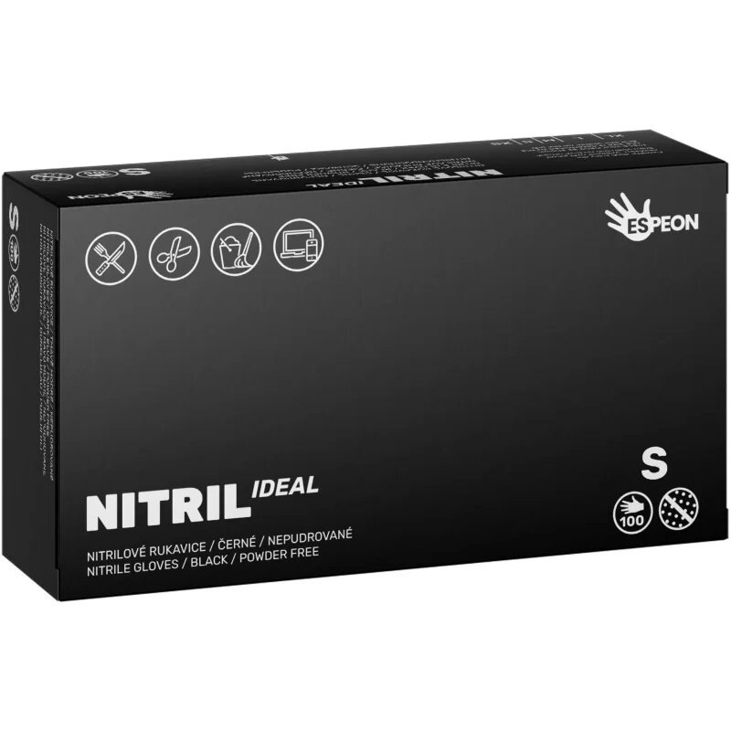 Espeon Nitril Ideal3 Black mănuși din nitril fără pudră mărime S 100 buc