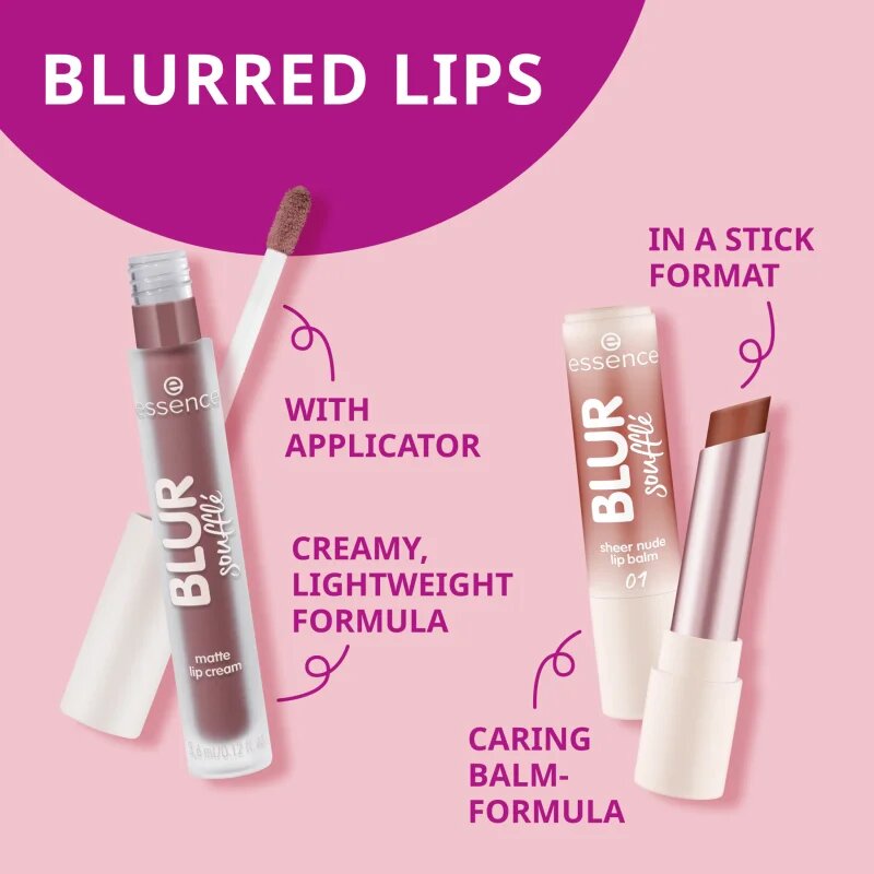 essence Blur Soufflé balsam de buze colorat cu efect matifiant culoare 05 Nude Toffee 3 g