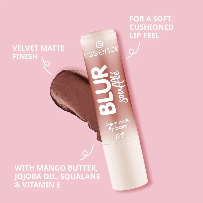 essence Blur Soufflé balsam de buze colorat cu efect matifiant culoare 06 Nude Cocoa 3 g