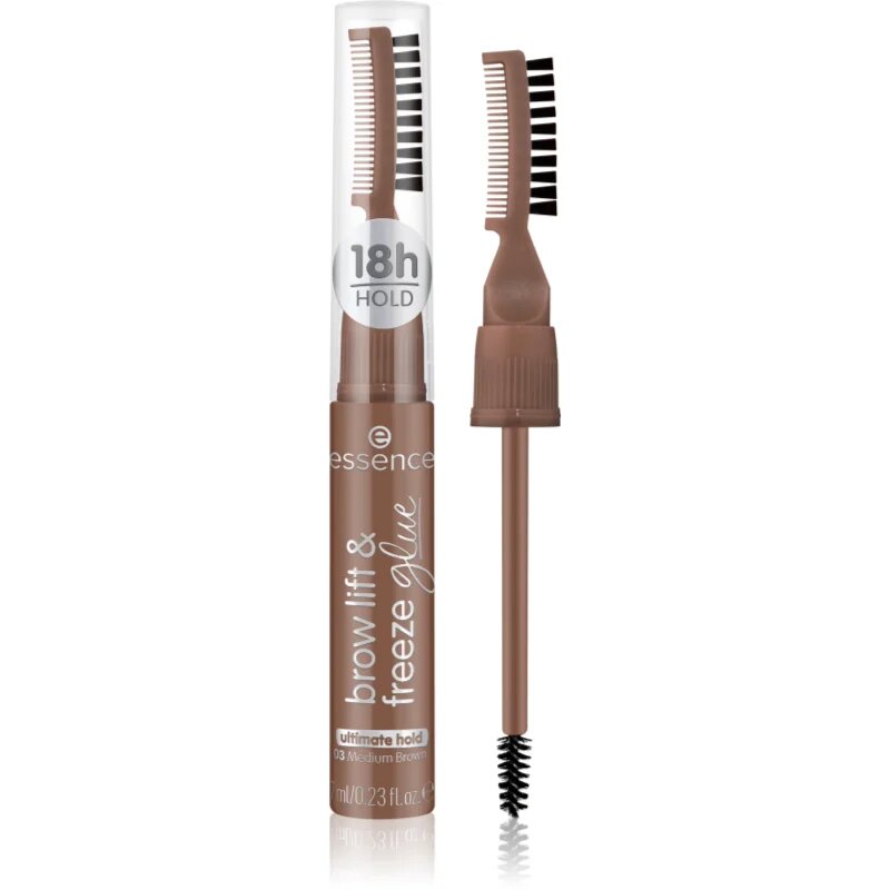 essence Brow Lift & Freeze gel incolor pentru sprâncene culoare 03 Medium Brown 7 ml
