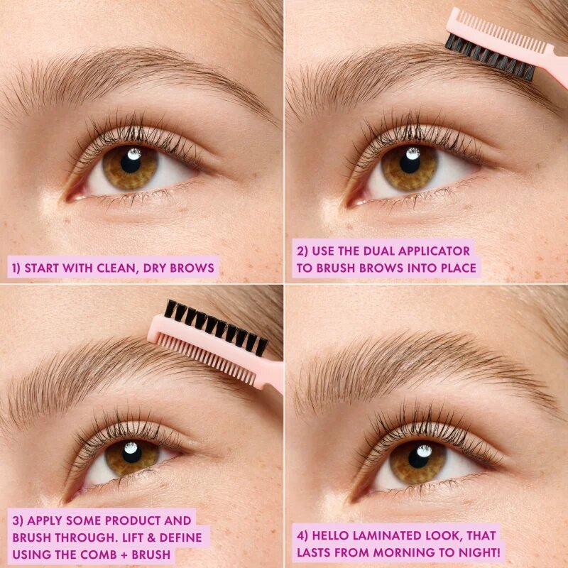 essence Brow Lift & Freeze gel incolor pentru sprâncene culoare 03 Medium Brown 7 ml