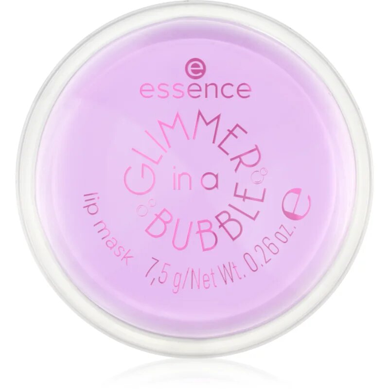 essence GLIMMER IN A BUBBLE mască hidratantă pentru buze cu particule stralucitoare culoare 01 Kiss In A Bubble 7.5 g