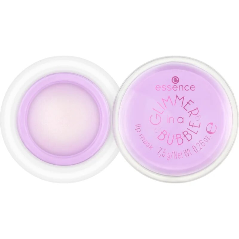 essence GLIMMER IN A BUBBLE mască hidratantă pentru buze cu particule stralucitoare culoare 01 Kiss In A Bubble 7.5 g