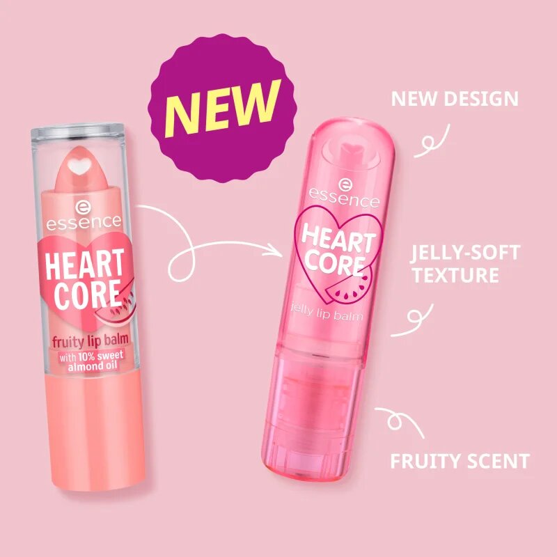 essence HEART CORE balsam de buze colorat stralucitor culoare 02 Melon-licious 3 g