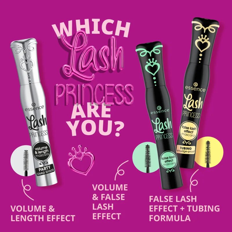 essence Lash PRINCESS TUBING rimel cu efect de gene false culoare 01 Black 12 ml
