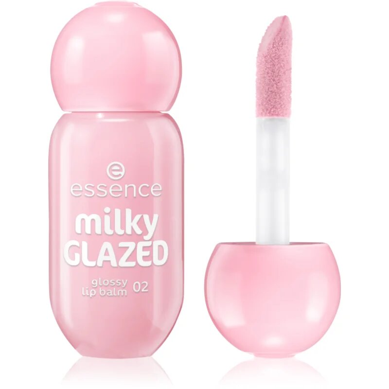 essence milky GLAZED balsam de buze colorat stralucitor culoare 02 Strawberry Whip 4 ml