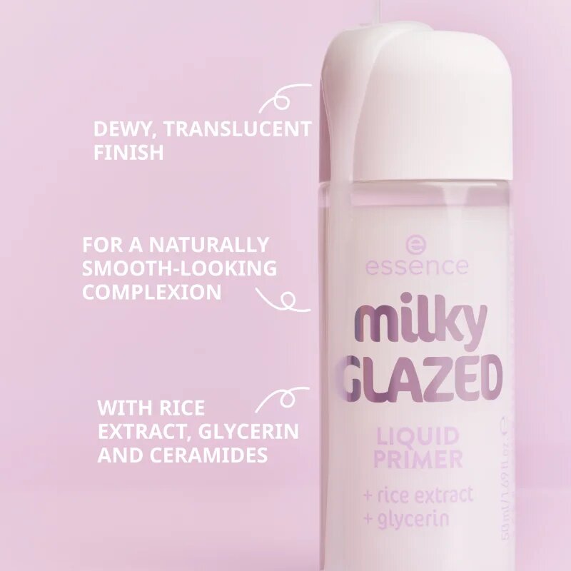 essence milky GLAZED baza hidratantă de machiaj cu efect iluminator 50 ml