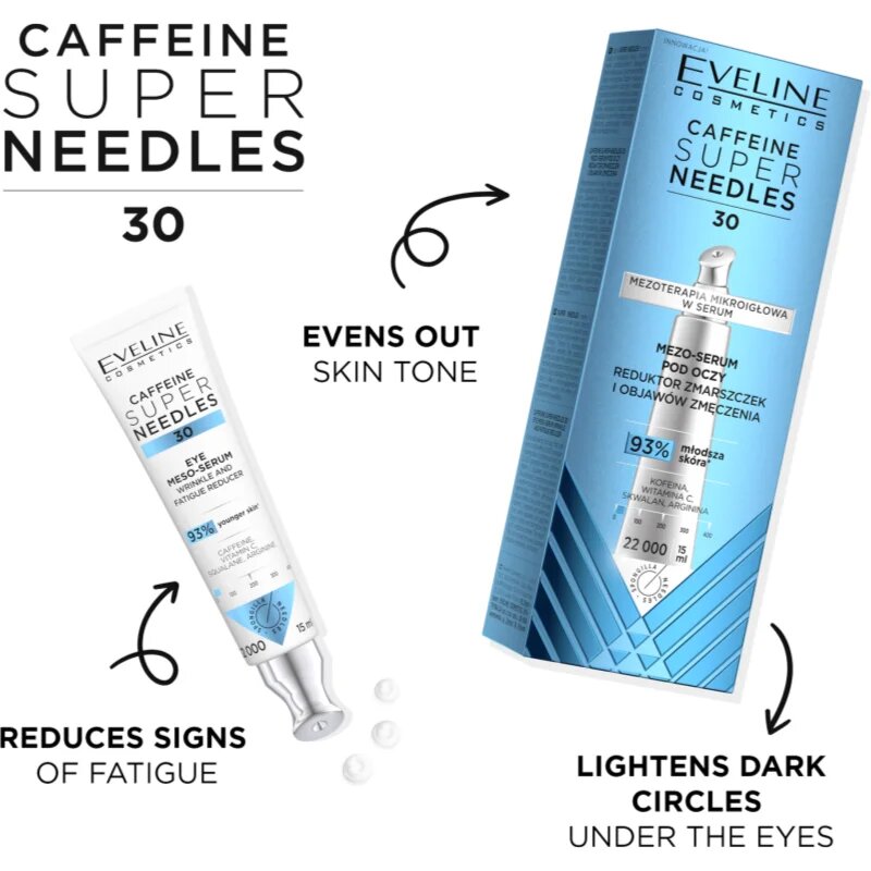 Eveline Cosmetics Caffeine Super Needles 30 ser pentru ochi antirid 15 ml
