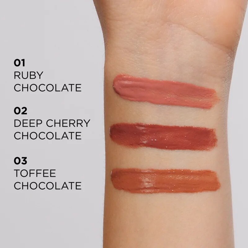 Eveline Cosmetics Choco Glamour ruj lucios hidratant culoare 01 Ruby Chocolate 45 ml