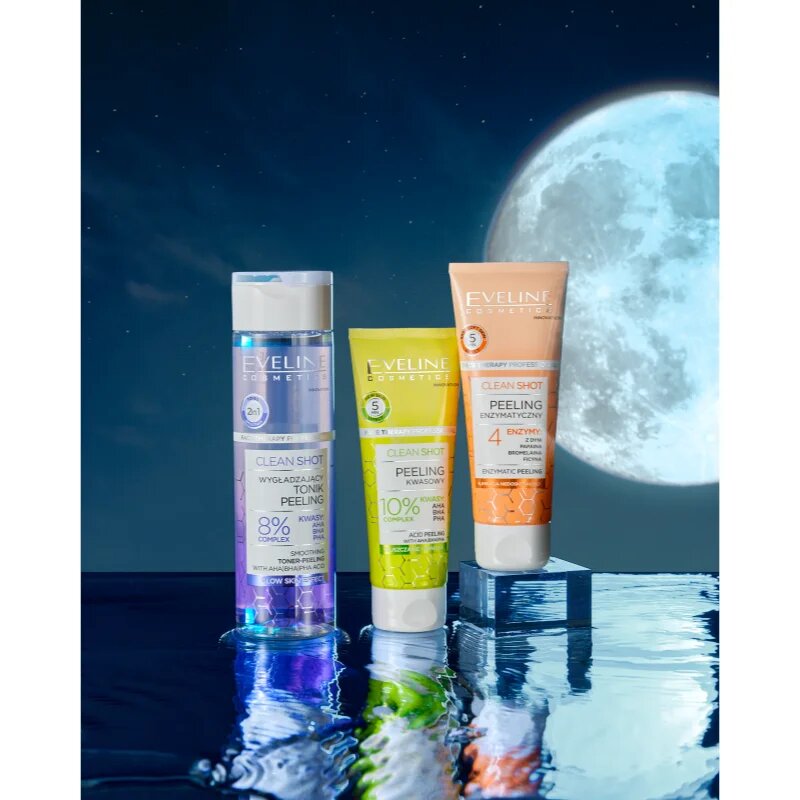 Eveline Cosmetics Clean Shot 8% Complex Of Hydroxy Acids tonic pentru netezire cu efect exfoliant 200 ml