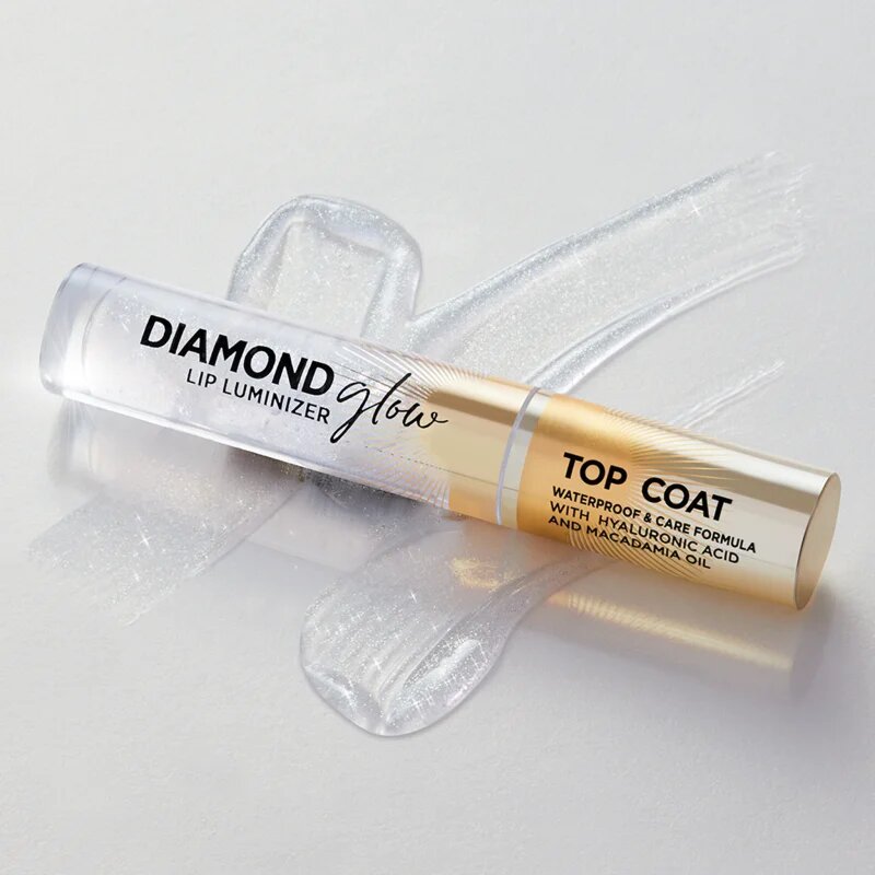 Eveline Cosmetics Diamond Glow Luciu de Buze sclipitor cu acid hialuronic culoare 12 Top Coat 4.5 ml